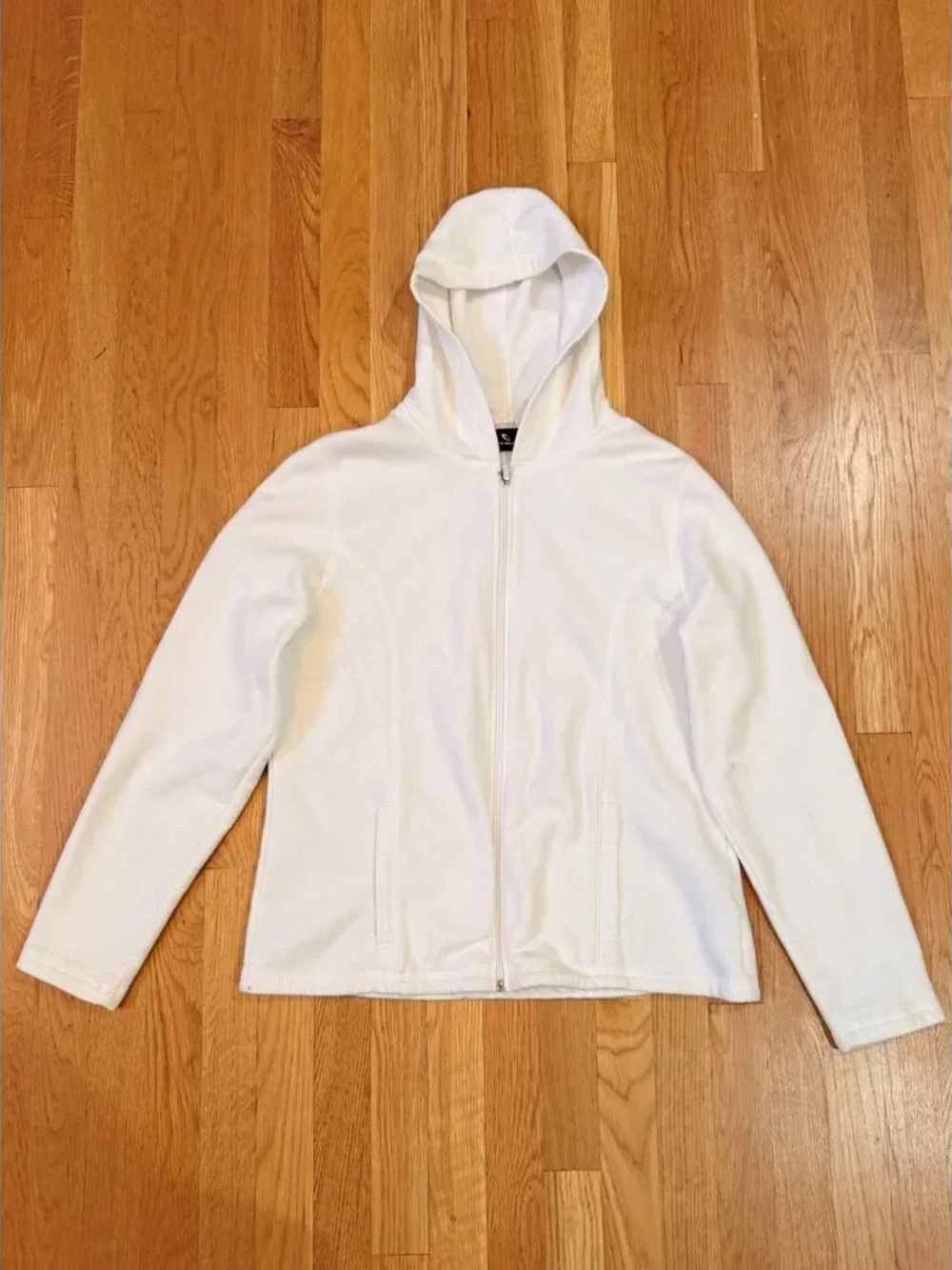White Hoodie Zip-Up Jacket - Women